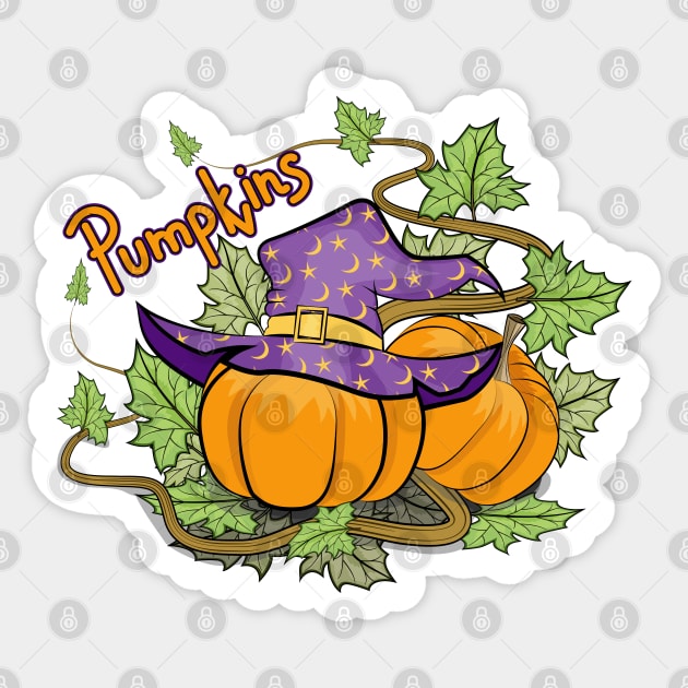 Pumpkins - Witch Hat Sticker by Designoholic